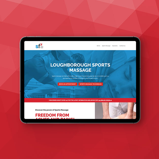 SF Sports Massage  website shown on an ipad