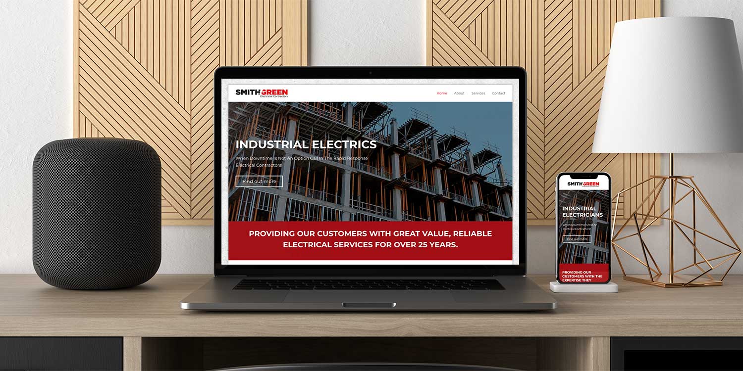 A computer showing a previous electrician website we created