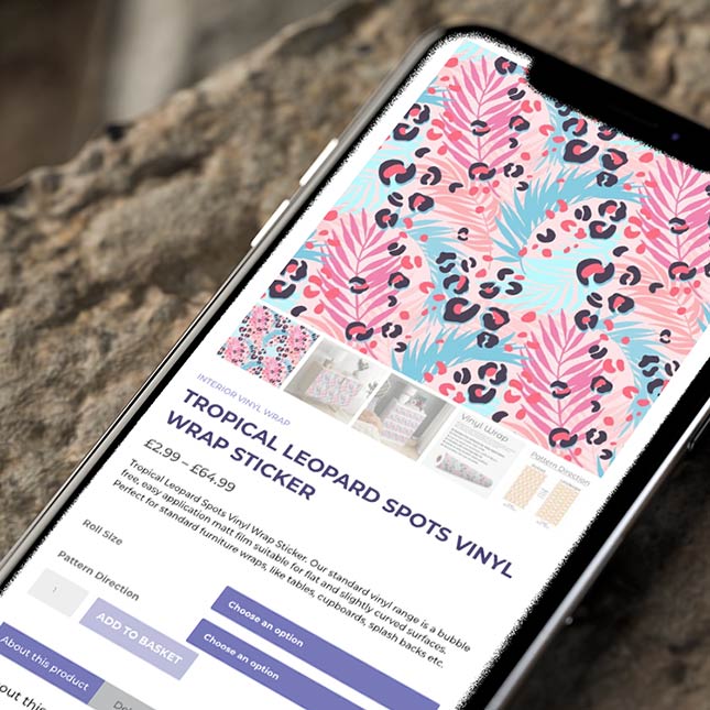 The Decorwrap website on a iphone screen