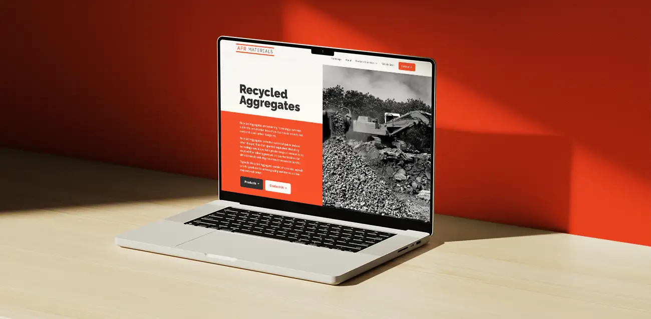 Laptop with the AFR Materials website