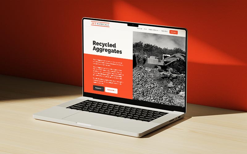 Laptop with the AFR Materials website