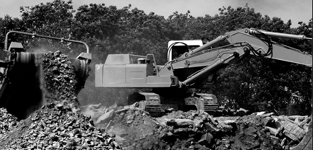 Digger working on a aggregates site