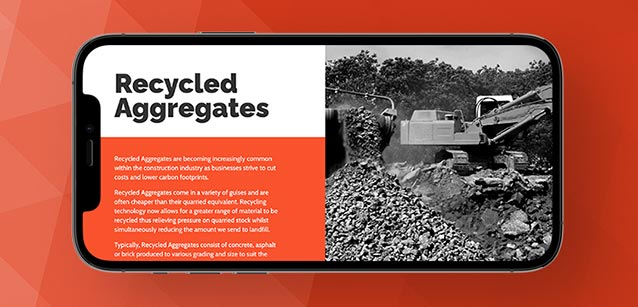 Recycles aggregates website page on an iphone