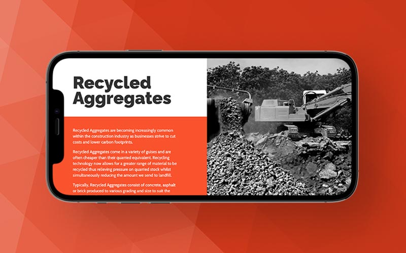 Recycles aggregates website page on an iphone