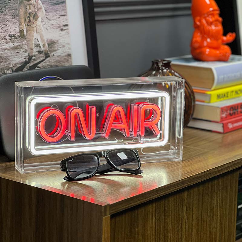 The studio On Air sign